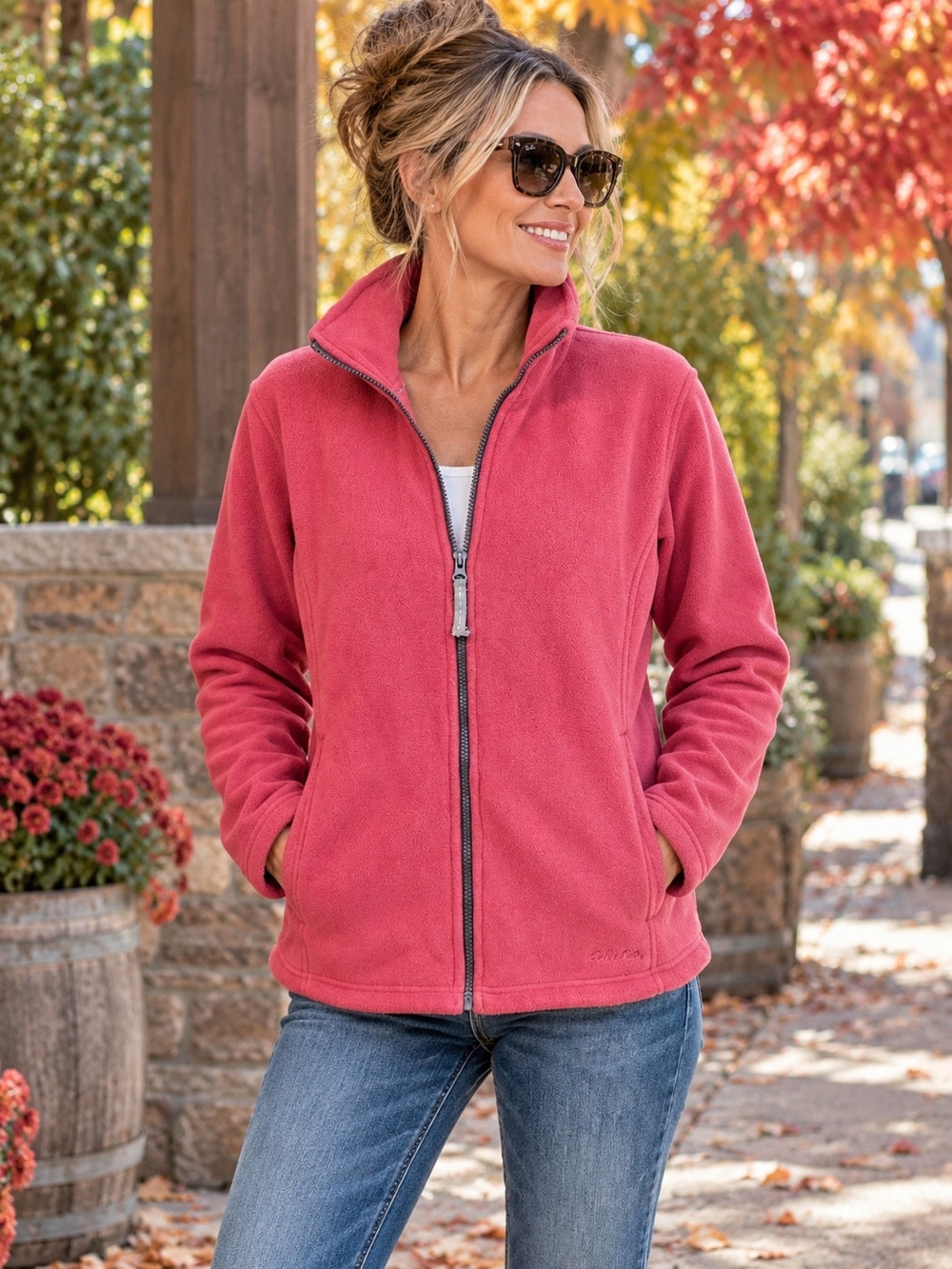 Cabela’s Women’s Rose Pink Fleece Full Zip Jacket Size M Outdoor Hiking